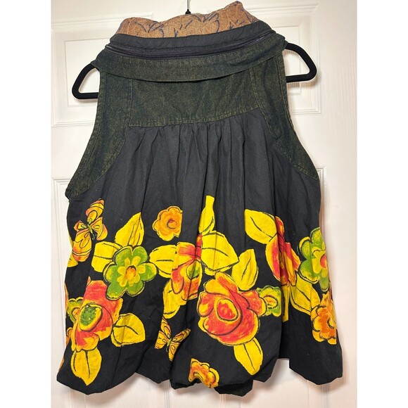 Art to Wear Vest Womens L Boho Avant Garde Hidden Hood Embroidered - Picture 3 of 10